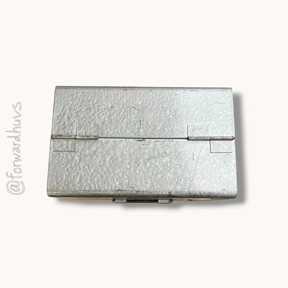 Vintage Engelsor Metal Recipe File Box Index Card Organizer Tin USA Gray